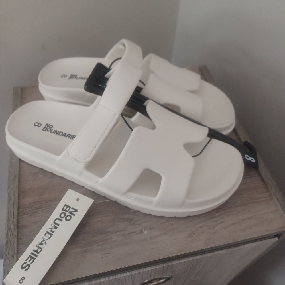 Nobo Cream Geo Slide Slip On Sandals Sz 8